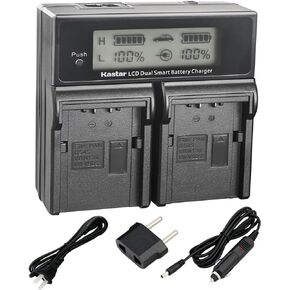 Kastar LCD Dual Smart Fast Charger for Panasonic VW-VBN130, VBN130 and Panasonic HC-X800, HC-X900, HC-X900M, HC-X910, HC-X920, HC-X920M, HDC-HS900, HDC-SD800, HDC-SD900, HDC-TM900 Camcorder
