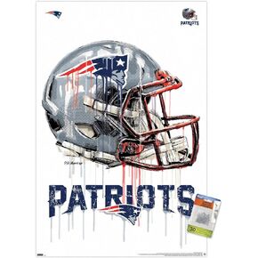 Trends International NFL New England Patriots - Drip Helmet 20 Wall Poster, 22.37" x 34.00", Premium Poster & Push Pin Bundle