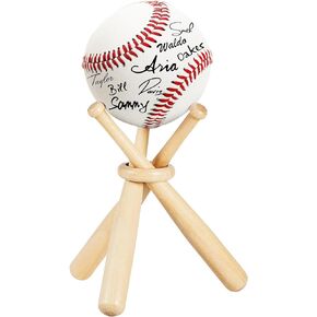 Baseball Holders Baseball Stand for Balls Display, Wooden Baseball Bat Display Stand Holder Display Baseball Centerpieces for Sports Lover (1 Pack)