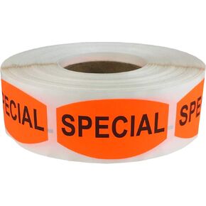 Special Grocery Store Food Labels .75 x 1.375 Inch Oval Shape 500 Total Adhesive Stickers