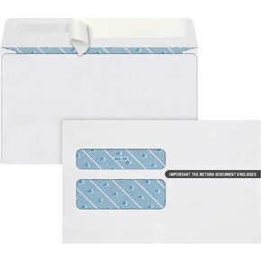 Adams W2 Envelopes, for Standard IRS W2 Forms, Self Seal Double Window Security Envelopes, 5-5/8" x 9", 25 per Pack (TXA1921PS)