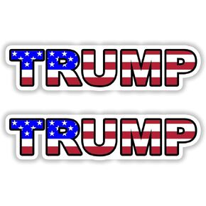 2PCS Trump 2024 Sticker | 8" x 2" | US Flag Vinyl Decal Cars Trucks Bumper Vans SUVs Window Wall