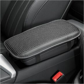 Car Center Console Cushion Cover, Auto Armrest Storage Box Mat, Leather Armrest Seat Box Cover Protector, Universal Center Console Armrest Cover, Interior Protection for Most Car（Black）
