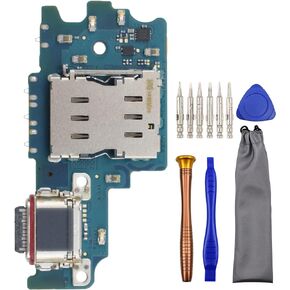 USB Charging Port Replacement Part Assembly Board for (US Version) Samsung Galaxy S21 FE 5G SM-G990U with Microphone Nano-SIM Card Tray and Tool Kit