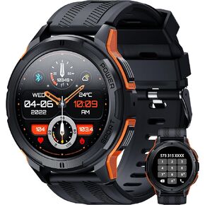 Smart Watches for Men, 1.43" HD AMOLED, 10M Waterproof, Rugged Military (Answer/Calls/Dial) Fitness Tracker, Extra-Long Battery Life, AI Assistant/Sleep Monitor, 100+ Sport Modes, Black