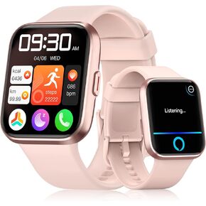 ساعة ذكية aeac للنساء Android وiPhone (Alexa/Answer/Make Call)، ساعات ذكية بشاشة عالية الدقة 1.8 بوصة مع عداد الخطى/معدل ضربات القلب/مراقبة النوم، مقاومة للماء IP68، أكثر من 100 جهاز تتبع رياضي in Kuwait