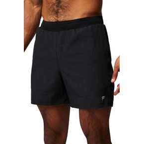 Fabletics Men's The Fundamental Short II, Workout, Running, Training, Gym, Yoga, Ultra Lightweight, 5" Inseam, L, Black/Black