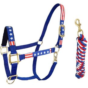 Derby Originals Patriotic Nylon Horse Halter with Matching 10ft Cotton Lead