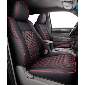 LUCKYMAN CLUB Tacoma Full-Set Seat Covers P04-HY, Fit Tacoma 2016 2017 2018 2019 2020 2021 2022 2023 Double/Crew Cab Only, with Faux Leather (Full Set, Black)