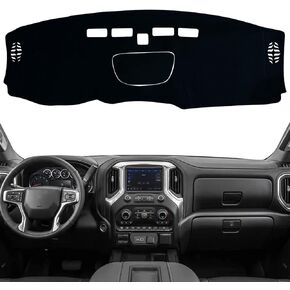 Dash Mat Cover Custom Interior Center Console Compatible with Chevrolet Silverado/GMC Sierra 1500 2500 3500 Truck 2019-2023 Dashboard mat Covers Accessories (Black Trim)