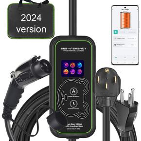 [WiFi] Level 1 & 2 J1772 Electric Vehicle Charger 20’, 40A, WiFi Control, Standard Outlet120VAC Compatible, Works with All EVs Except Tesla NEMA 14-50 Plug, Wireless Smart Features, App Monitoring