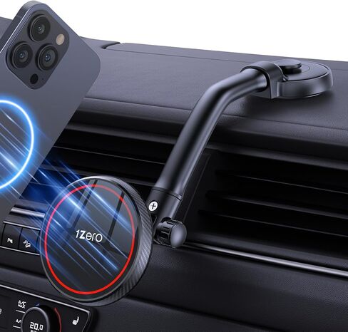 1Zero لحامل MagSafe للسيارة، عصا على لوحة القيادة المرنة ذات الذراع الطويلة والزجاج الأمامي ومرآة الرؤية الخلفية وحامل الهاتف المغناطيسي اللاصق بدون استخدام اليدين يناسب iPhone 15 14 13 12 Pro Max Plus Mini MagSafe in Kuwait