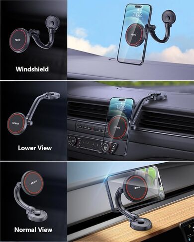 1Zero لحامل MagSafe للسيارة، عصا على لوحة القيادة المرنة ذات الذراع الطويلة والزجاج الأمامي ومرآة الرؤية الخلفية وحامل الهاتف المغناطيسي اللاصق بدون استخدام اليدين يناسب iPhone 15 14 13 12 Pro Max Plus Mini MagSafe in Kuwait