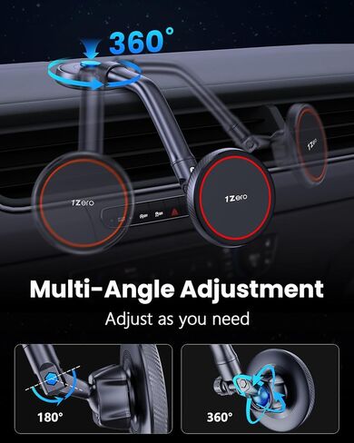 1Zero لحامل MagSafe للسيارة، عصا على لوحة القيادة المرنة ذات الذراع الطويلة والزجاج الأمامي ومرآة الرؤية الخلفية وحامل الهاتف المغناطيسي اللاصق بدون استخدام اليدين يناسب iPhone 15 14 13 12 Pro Max Plus Mini MagSafe in Kuwait
