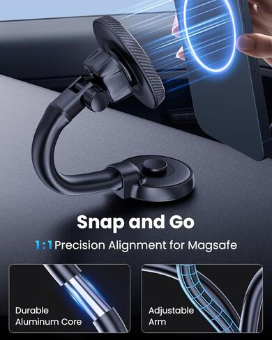 1Zero لحامل MagSafe للسيارة، عصا على لوحة القيادة المرنة ذات الذراع الطويلة والزجاج الأمامي ومرآة الرؤية الخلفية وحامل الهاتف المغناطيسي اللاصق بدون استخدام اليدين يناسب iPhone 15 14 13 12 Pro Max Plus Mini MagSafe in Kuwait