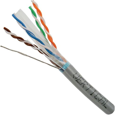 كابل عمودي Cat6، 550 ميجا هرتز، محمي، 23AWG، نحاس عاري صلب، 1000 قدم، كابل إيثرنت مجمع، رمادي in Kuwait