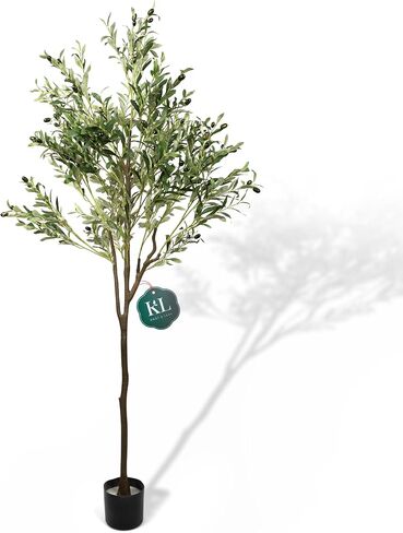 Knot & Leaf Artificial Olive Tree 6ft Tall - Realistic Artificial Indoor Plant with Two-Tone Leaves, Purple Olive Fruits & Inner Wired Metal Branches - Potted Faux Olive Tree for The Home or Office in Saudi Arabia