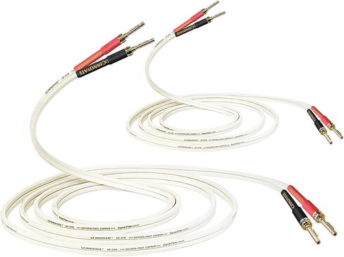 كابل مكبر صوت UCINNOVATE 14 AWG OFC مع مقابس موز دبوسية، سلك مكبر صوت أبيض HiFi OFC بطول 3 متر/9.8 قدم مع مقابس موز مطلية بالذهب، كابل مكبر صوت مربع لنظام الصوت المنزلي، صوت كريستال أمبير in Saudi Arabia