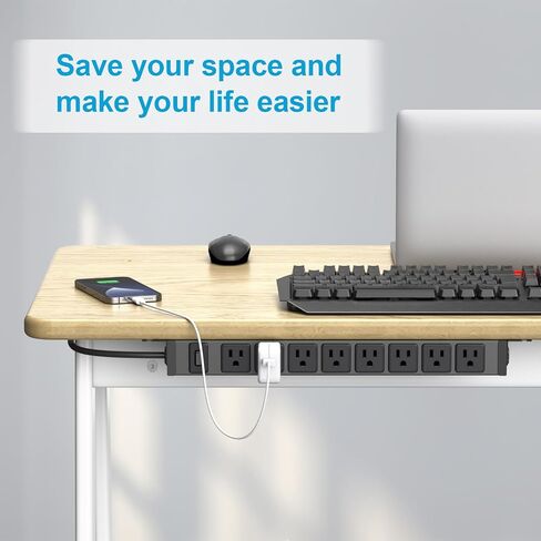 HHSOET Metal 360° Rotating Mountable Power Strip, 8 Outlet Gaming Table Mounted Outlet Strip, Heavy Duty Wall Mount Surge Protector with Switch, 15A 125V 1875W, 3ft Power Cord.(Black) in Saudi Arabia