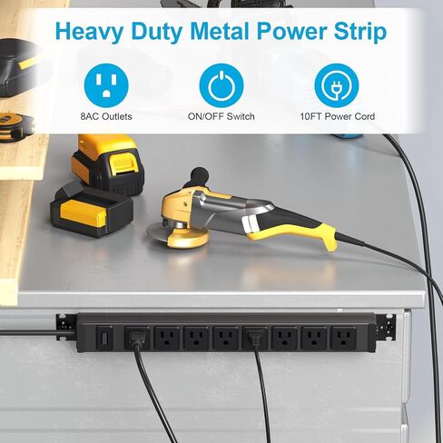 HHSOET Metal 360° Rotating Mountable Power Strip, 8 Outlet Gaming Table Mounted Outlet Strip, Heavy Duty Wall Mount Surge Protector with Switch, 15A 125V 1875W, 3ft Power Cord.(Black) in Saudi Arabia