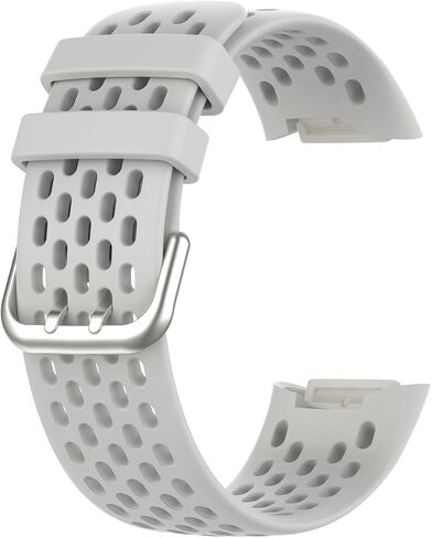 أحزمة متوافقة مع Fitbit Charge 5، حزام رياضي من السيليكون بتصميم فتحات الهواء لـ Fitbit Charge 6 / Charge 5 مع حافظة حماية شاشة شفافة من مادة TPU in Kuwait