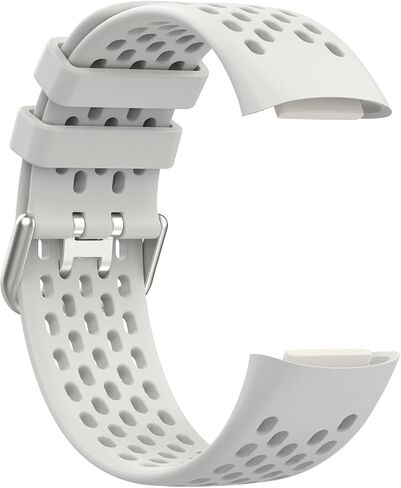 أحزمة متوافقة مع Fitbit Charge 5، حزام رياضي من السيليكون بتصميم فتحات الهواء لـ Fitbit Charge 6 / Charge 5 مع حافظة حماية شاشة شفافة من مادة TPU in Kuwait