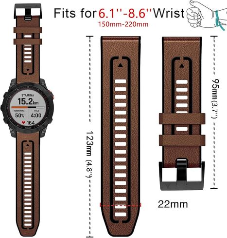 Abanen Quick Fit 22mm Leather Watch Band for Garmin Fenix 7 Fenix 6 Fenix 5 EPIX 2, Fiber Pattern & Leather with Silicone Lining Soft Sweatproof Wrist Strap for Forerunner 955,Instinct 2 Solar in Saudi Arabia