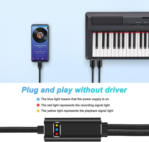 XMSJSIY MIDI إلى USB C نوع C محول كابل واجهة 5 دبوس MIDI إلى نوع C محول الإدخال والإخراج محول سلك للوحة مفاتيح البيانو إلى جهاز الكمبيوتر المحمول Mac مع مؤشر LED -2M/6.5FT in Saudi Arabia