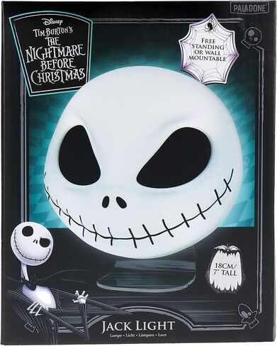 Paladone Nightmare Before Christmas Jack Mask Light وديكور الهالوين - مثبت على الحائط أو قائم بذاته، يتضمن كابل USB - إضاءة Jack Skellington على شكل 18 سم in Saudi Arabia