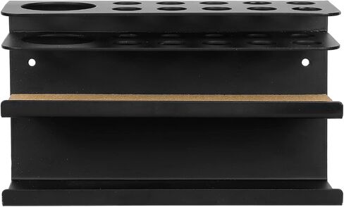 MyGift Wall Mounted Dry Erase Marker Holder with Cork Padded Base, Matte Black Metal 2 Tiered Whiteboard Accessories Rack with 11 Slots for Marker and Spray Bottle and Eraser Storage Tray in Saudi Arabia