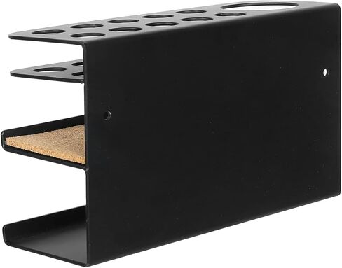 MyGift Wall Mounted Dry Erase Marker Holder with Cork Padded Base, Matte Black Metal 2 Tiered Whiteboard Accessories Rack with 11 Slots for Marker and Spray Bottle and Eraser Storage Tray in Saudi Arabia