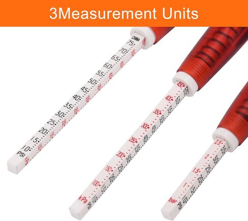 مقياس ضغط الإطارات بالقلم الرصاص (10-75 رطل لكل بوصة مربعة، 20-550 كيلو باسكال، 0.2-5.5 بار) طرف معدني لقياس الإطارات، مقياس الإطارات بالقلم الرصاص للسيارات، Vs، سيارات الدفع الرباعي والدراجات، (3 عبوات) مقياس الإطارات و4 أغطية جذعية in Kuwait