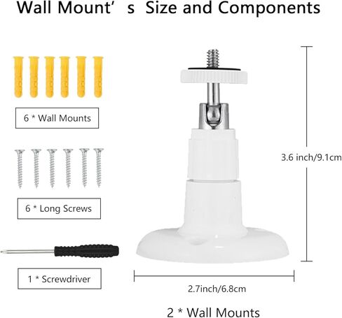 حامل كاميرا على الحائط متوافق مع كاميرا SimpliSafe للأمان الخارجية، دعامة حائط للكاميرا تدور 360 درجة مع خيط لولبي 1/4، 2 حزمة حامل جداري للكاميرا على السقف، أبيض in Kuwait