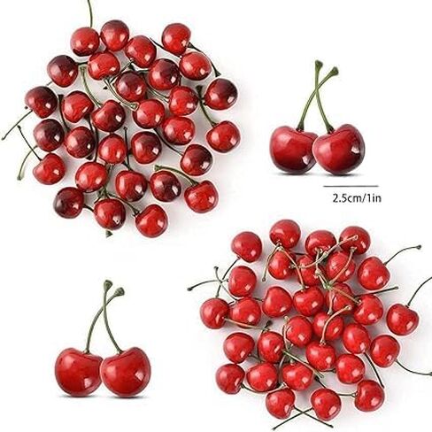 20 قطعة من الكرز الاصطناعي الأحمر، نموذج الكرز المزيف، زخرفة فاكهة الكرز النابضة بالحياة، ديكور المنزل والمطبخ والحفلات المكتبية، دعامة التصوير الفوتوغرافي، الكرز المزيف، الكرز البلاستيكي، النباتات الاصطناعية in Kuwait