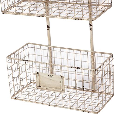 Deco 79 Metal 3 Hanging Baskets Magazine Rack Holder, 13" x 7" x 37", White in Saudi Arabia