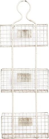 Deco 79 Metal 3 Hanging Baskets Magazine Rack Holder, 13" x 7" x 37", White in Saudi Arabia