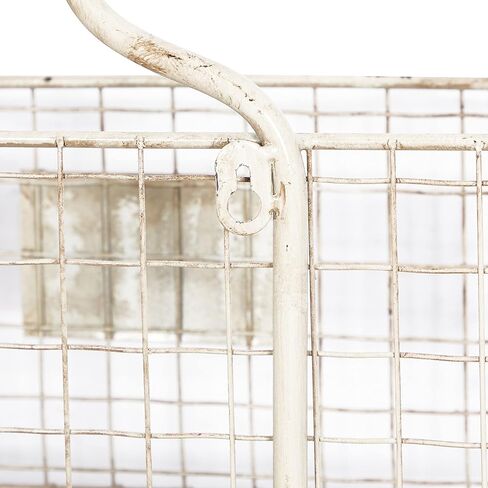 Deco 79 Metal 3 Hanging Baskets Magazine Rack Holder, 13" x 7" x 37", White in Saudi Arabia