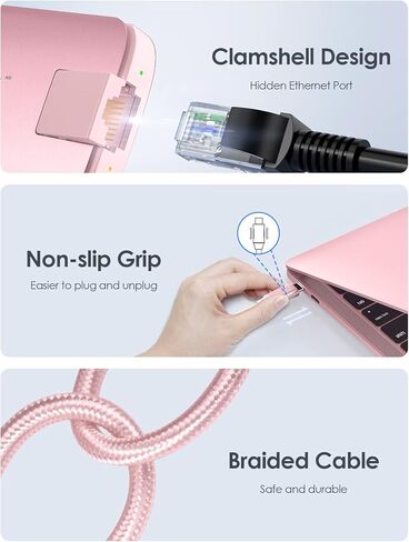 موزع USB C رفيع للغاية مع إيثرنت، 4K HDMI، USB 3.0/2.0، قارئات بطاقات ومحول PD لجهاز MacBook Pro 13/14/15/16/M1/M2، New Mac Air & Surface، المزيد (CB) -C48، ذهبي وردي) in Saudi Arabia