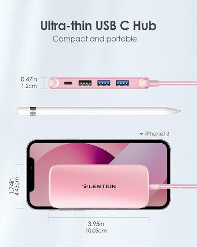 موزع USB C رفيع للغاية مع إيثرنت، 4K HDMI، USB 3.0/2.0، قارئات بطاقات ومحول PD لجهاز MacBook Pro 13/14/15/16/M1/M2، New Mac Air & Surface، المزيد (CB) -C48، ذهبي وردي) in Saudi Arabia