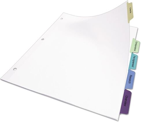 Avery 5-Tab Dividers, Easy Print & Apply Clear Label Strip, Index Maker, Pastel Tabs, 5 Sets (11990) in Saudi Arabia