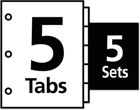 Avery 5-Tab Dividers, Easy Print & Apply Clear Label Strip, Index Maker, Pastel Tabs, 5 Sets (11990) in Saudi Arabia