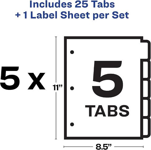 Avery 5-Tab Dividers, Easy Print & Apply Clear Label Strip, Index Maker, Pastel Tabs, 5 Sets (11990) in Saudi Arabia