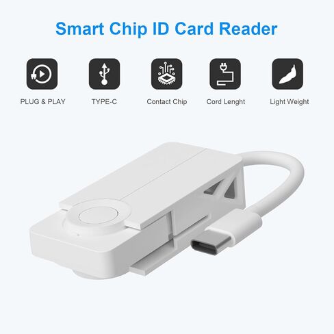 قارئ بطاقات CAC عسكري قابل للطي من النوع C، قارئ بطاقات ذكية DOD Military USB وصول مشترك CAC، قارئ بطاقات PIV والائتمان والهوية المدمجة، متوافق مع Windows 7/8/10/11، Mac OS 10.11 وLinux9 in Kuwait