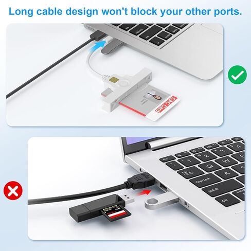 قارئ بطاقات CAC عسكري قابل للطي من النوع C، قارئ بطاقات ذكية DOD Military USB وصول مشترك CAC، قارئ بطاقات PIV والائتمان والهوية المدمجة، متوافق مع Windows 7/8/10/11، Mac OS 10.11 وLinux9 in Kuwait