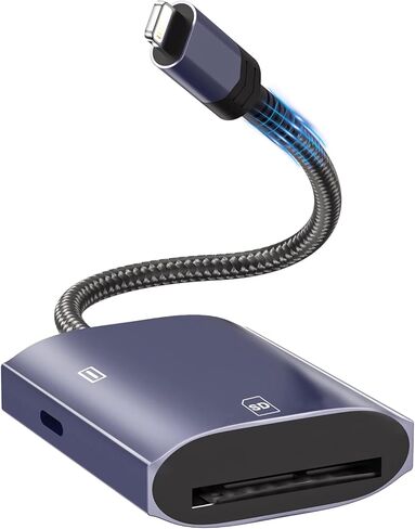 SD Card Reader for iPhone,[Apple MFi Certified] with Charging Lightning Port Micro Memory Card Adapter High Speed Trail Game Camera sd Card Viewer Adapter for iPhone,iPad Air/Pro Supports SD/TF Card in Kuwait