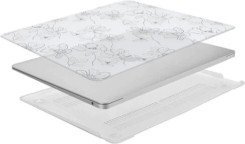 MOSISO Compatible with MacBook Air 13 inch Case 2022 2021 2020 2019 2018 Release A2337 M1 A2179 A1932 Retina Display Touch ID, Plastic Hard Shell&Keyboard Cover&Screen Protector, Line Drawing Flowers in Saudi Arabia