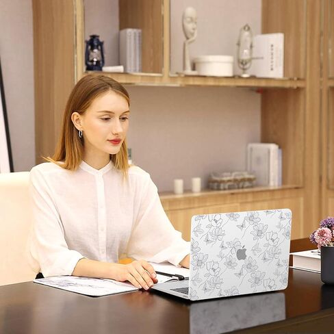 MOSISO Compatible with MacBook Air 13 inch Case 2022 2021 2020 2019 2018 Release A2337 M1 A2179 A1932 Retina Display Touch ID, Plastic Hard Shell&Keyboard Cover&Screen Protector, Line Drawing Flowers in Saudi Arabia