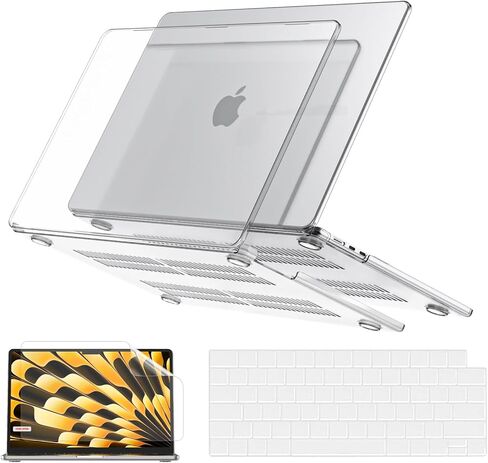 حافظة INFURTURE متوافقة مع حافظة MacBook Air 15 بوصة 2023 New M2 Model A2941 مع حافظة معرف اللمس/غطاء لوحة المفاتيح TPU/واقي الشاشة، شفاف لامع in Kuwait