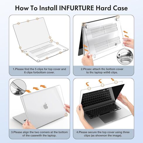 حافظة INFURTURE متوافقة مع حافظة MacBook Air 15 بوصة 2023 New M2 Model A2941 مع حافظة معرف اللمس/غطاء لوحة المفاتيح TPU/واقي الشاشة، شفاف لامع in Kuwait