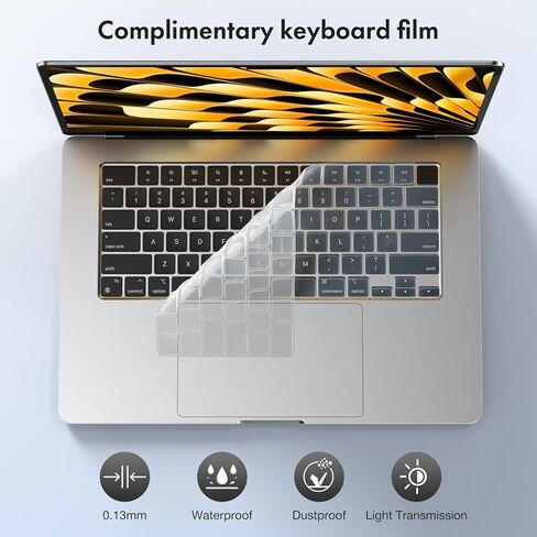 حافظة INFURTURE متوافقة مع حافظة MacBook Air 15 بوصة 2023 New M2 Model A2941 مع حافظة معرف اللمس/غطاء لوحة المفاتيح TPU/واقي الشاشة، شفاف لامع in Kuwait